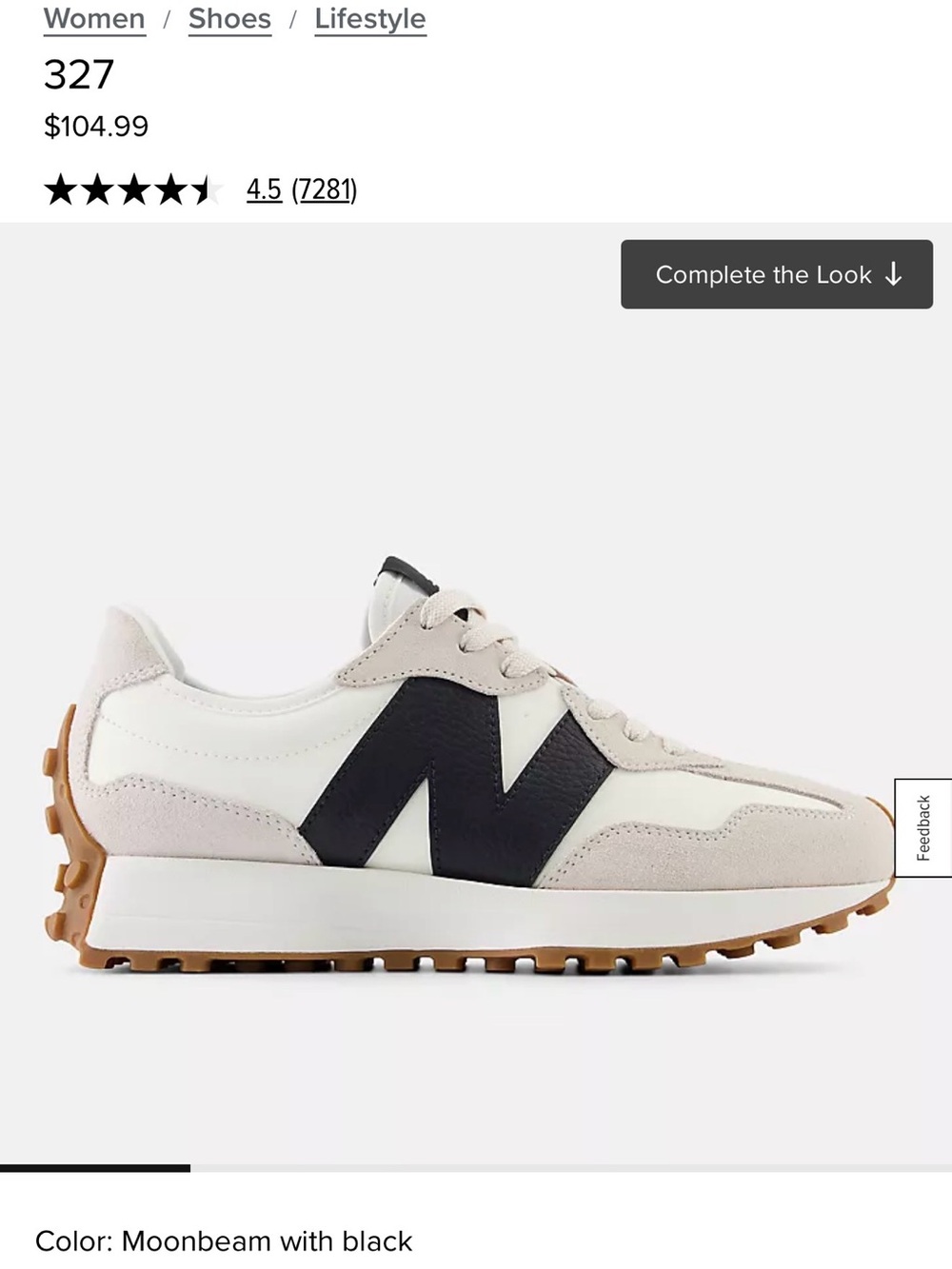 New Balance 327 Moonbeam & Black Low-Top Sneaker